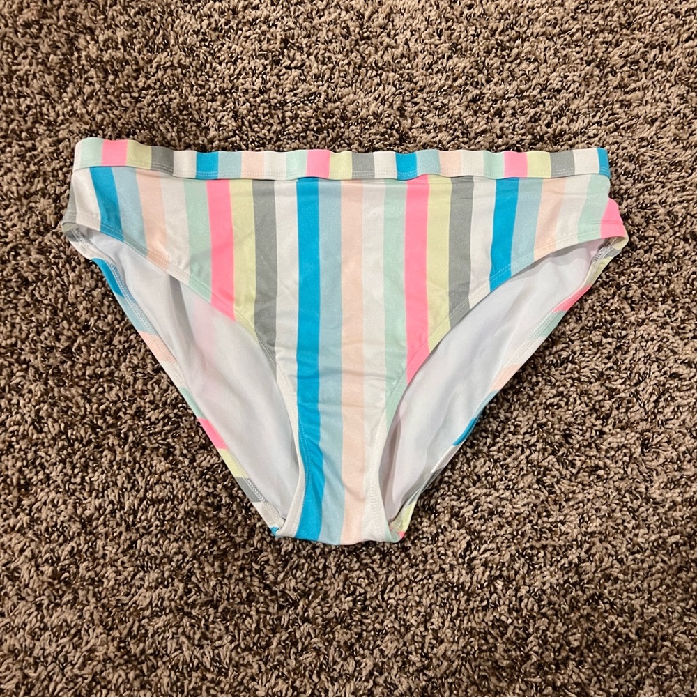 1X - Multi-Striped High Waisted Bikini Bottoms No Boundaries Size 1X